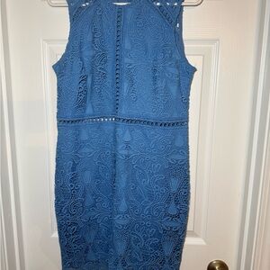 Aqua Blue Lace Midi Dress